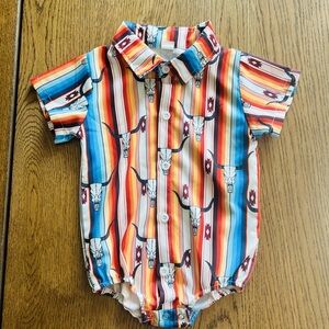 Baby Multicolor Striped Shirt with Bull Skull Design